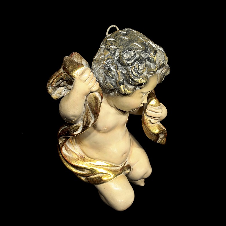 Painted cherub sculpture, 20th century