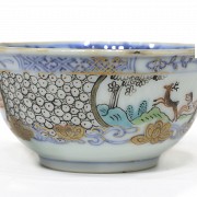 Small porcelain bowl with scenes, 20th century