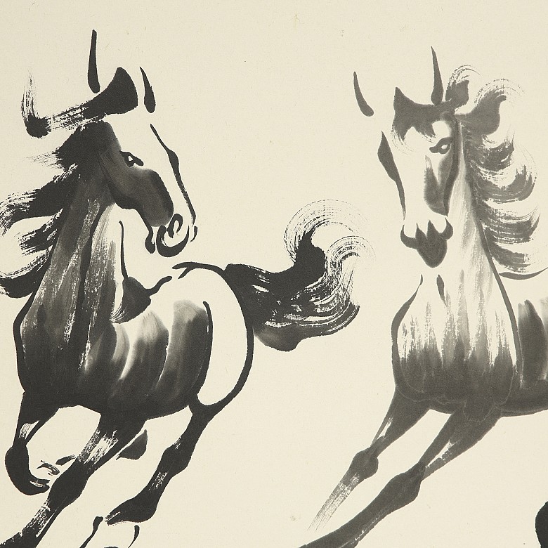 Chinese painting ‘Wild Horses’, 20th century