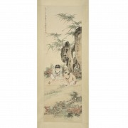 Chinese painting ‘Children playing’, signed Wu Guangyu - 1