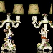 German porcelain candlesticks, Volkstedt, 19th century - 1