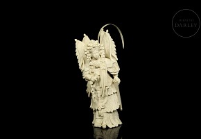 Carved ivory figure ‘Chinese warrior’, early 20th century