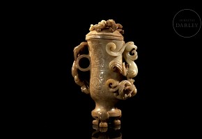 Jade cup ‘Phoenix and dragon’, Han style