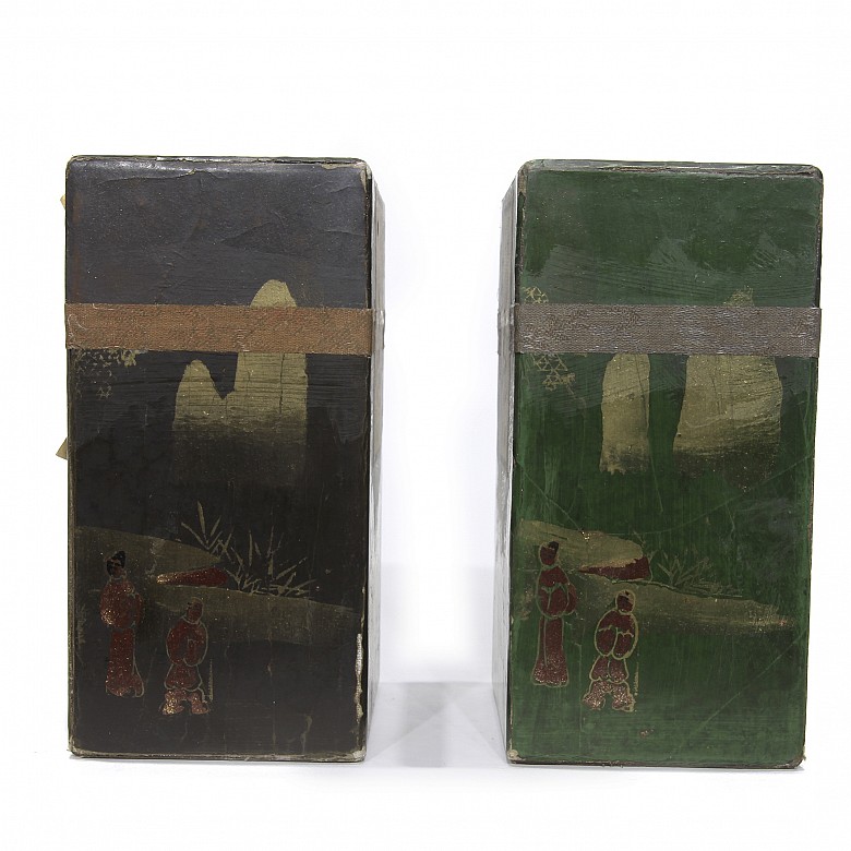 Lot of two boxes with tea, late 19th century