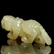 Carved jade mythical beast figure, Han dynasty