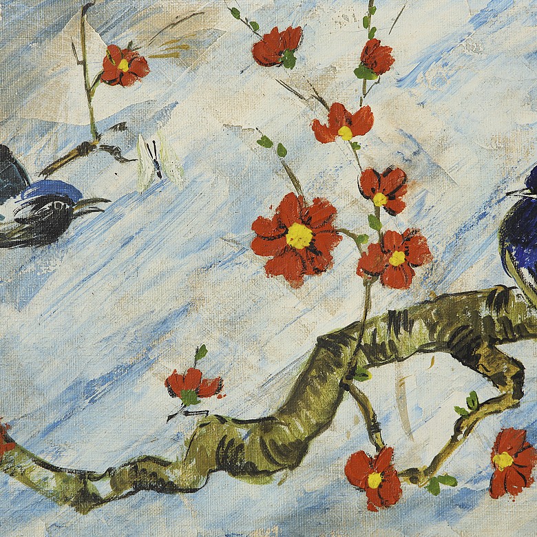 S. Boix ‘Pair of paintings with birds’, 1967