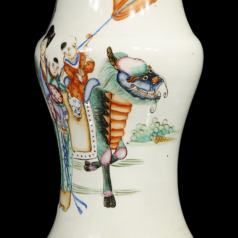 Enameled vase with a mythological scene, 19th century