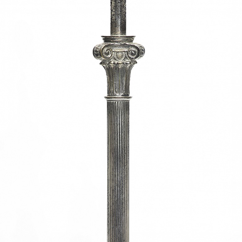 Almazán silver-plated bronze floor lamp, 20th century