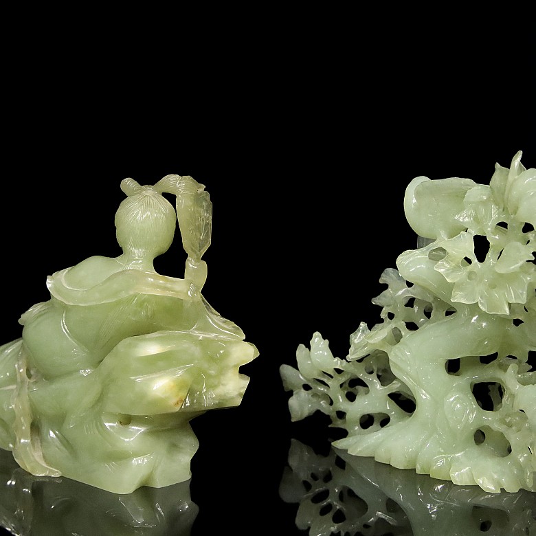 Two carved jade figurines, 20th century