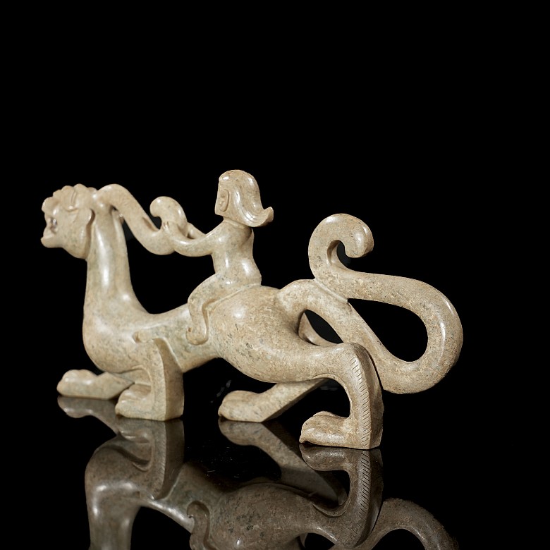 Carved jade figurine ‘Rider and Dragon’, Han style