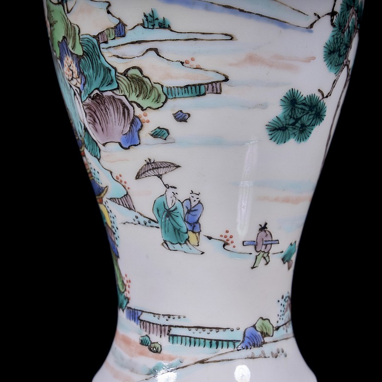 Porcelain vase ‘Landscape’, green family, Qing dynasty