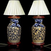 Pair of chinese porcelain lamps, 20th century