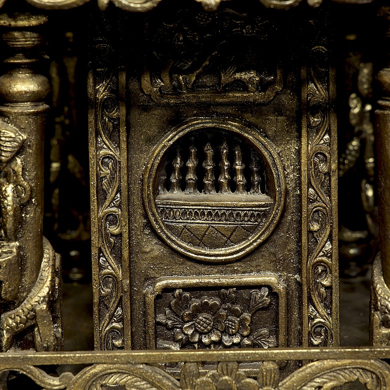 Small carved wooden temple, 19th - 20th century