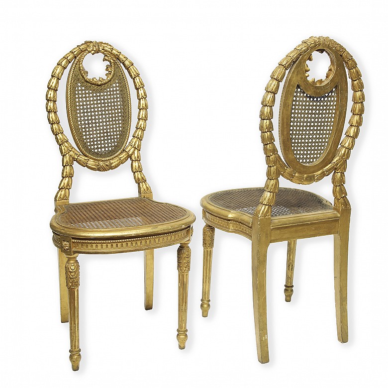 Pair of Louis XVI style chairs, early 20th century - 6