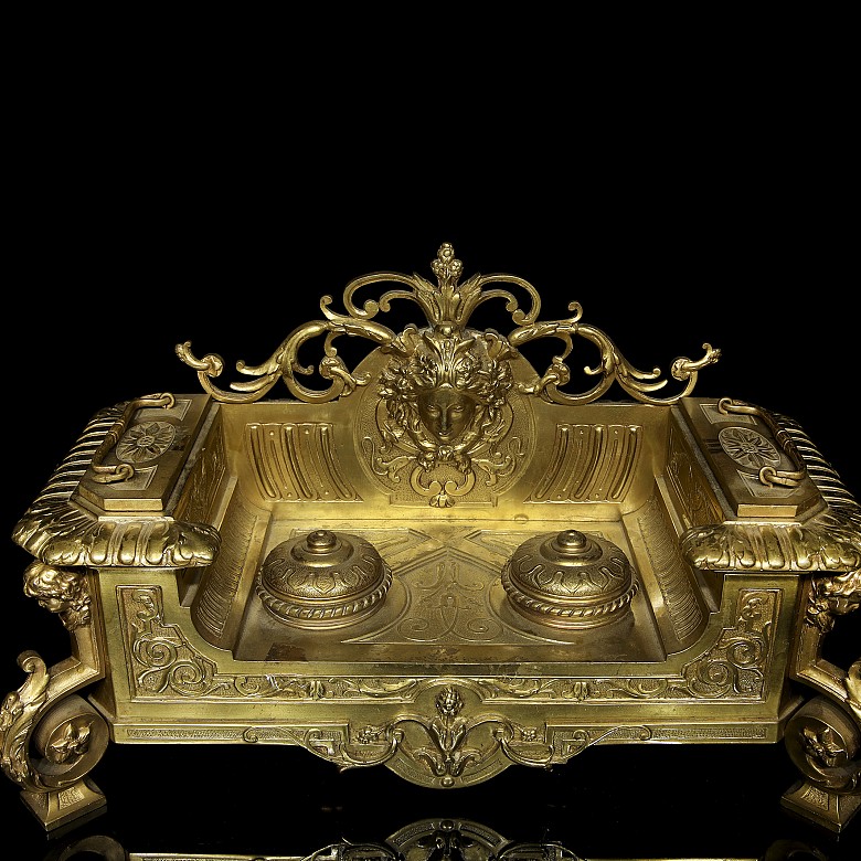 Large Italian gilt metal writing desk, early 20th century