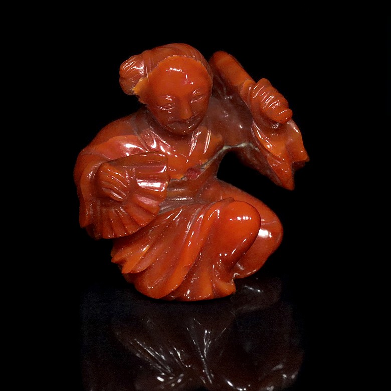 Small Chinese coral figurine 