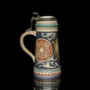 Large German ceramic beer stein, 20th century