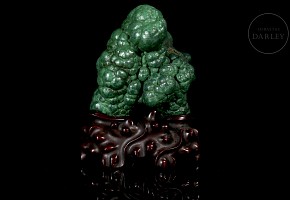 Carved malachite figurine, Qing dynasty