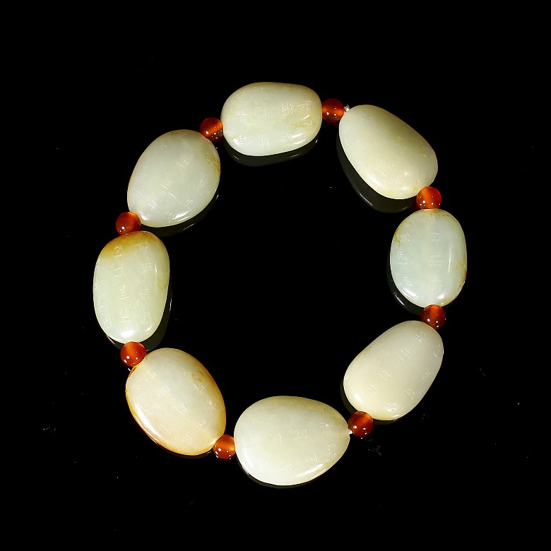 Eight jade bead bracelet, 20th century