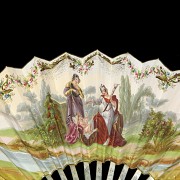 Fan with mother-of-pearl ‘Scenes in the Garden’, 19th century