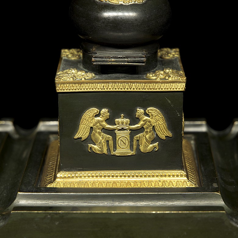 Empire style metal and bronze scrivener's desk, 19th century