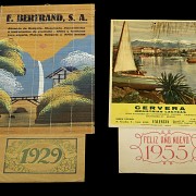 Set of antique calendars, 1929-1960