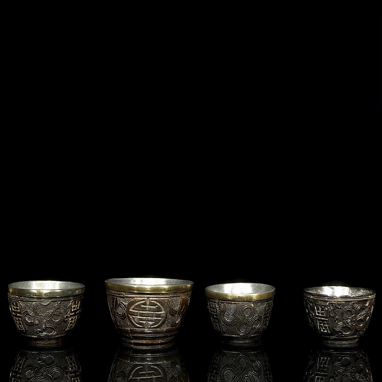 Set of six auspicious goblets, 20th century