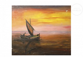 R. Gamuz (20th century) ‘Sunset in the Albufera’