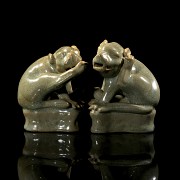 Pair of glazed ceramic ‘Lions’ figures, Qing dynasty