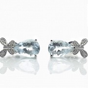 Earrings in 18k white gold with aquamarines