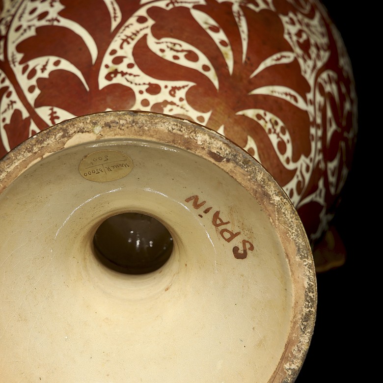 Large vase with porcelain handles and metallic lustre, 20th century - 6