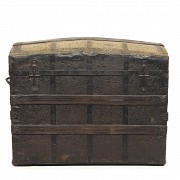 Metal and embossed leather chest, 19th century