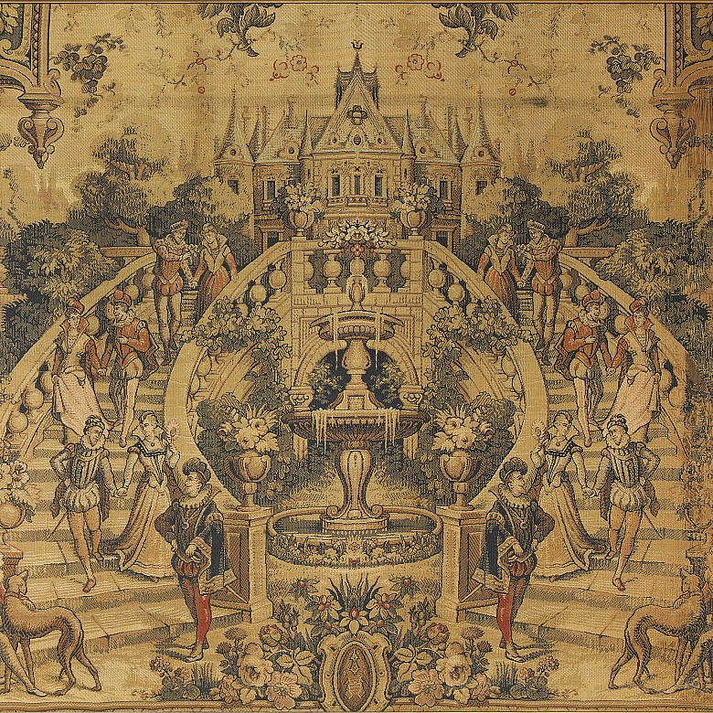 Tapestry with gallant scene, late 20th century - 1