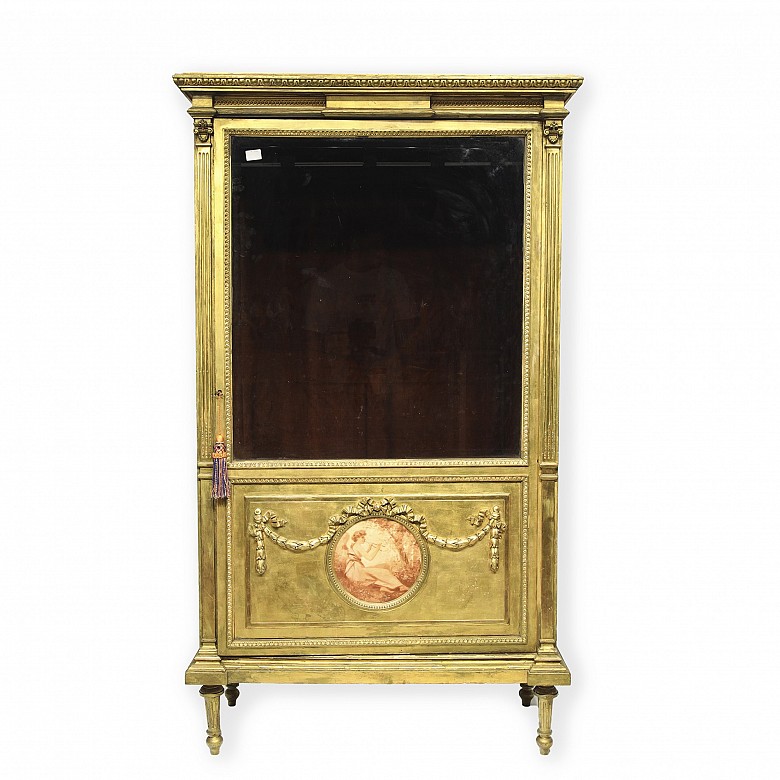 Louis XVI style gilded wood display cabinet, 20th century