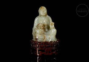 Carved jade figurine ‘Luohan and dragon’, Qing dynasty, Qianlong period