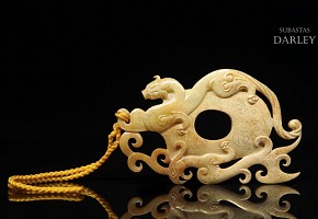 Carved jade 'dragon and phoenix' plaque, Eastern Han Dynasty