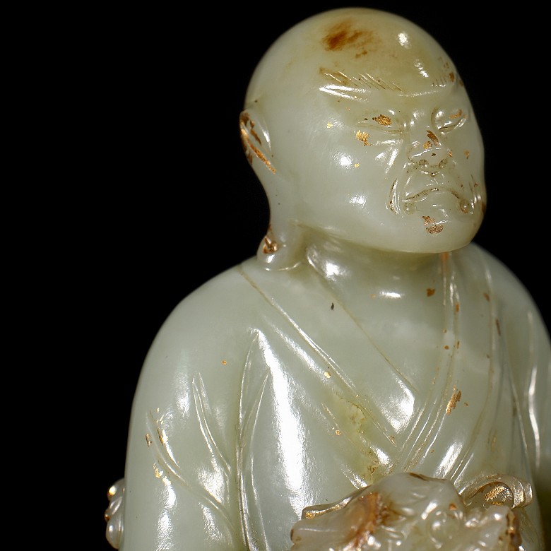 Carved jade figurine ‘Luohan and dragon’, Qing dynasty, Qianlong period