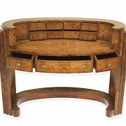 Elm oval Art Deco style desk - 6