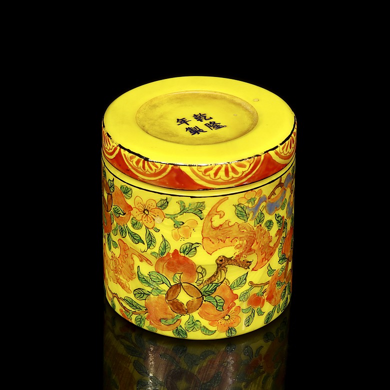 Glass ring box “Bats and peaches”, 20th century