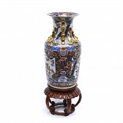 Enameled porcelain vase with golden details, 20th century