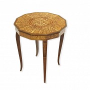 Wooden sewing table with marquetry decoration, 20th century