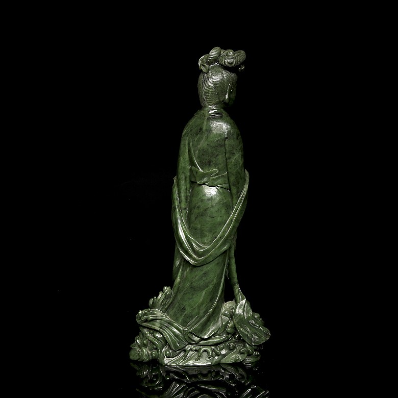 Green jade ‘Guanyin’ figurine, 20th century