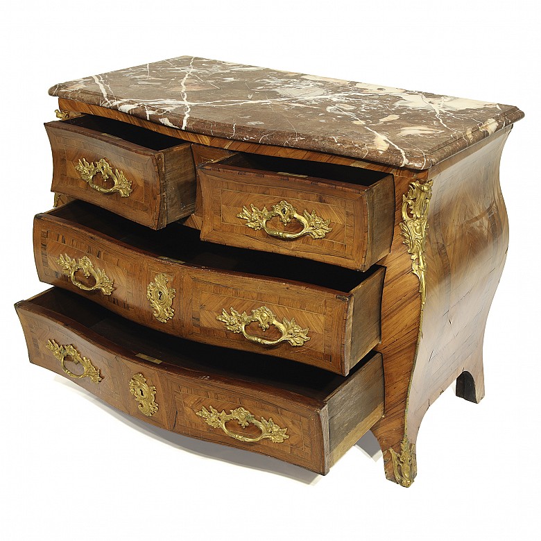 Louis XV wooden chest of drawers, Pierre Migeon style, 18th century