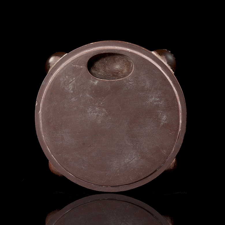 Carved red stone inkwell, 20th century