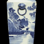 Quadrangular ‘Scene’ vase, Qing dynasty