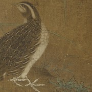 Chinese silk painting “Quail”, Qing dynasty