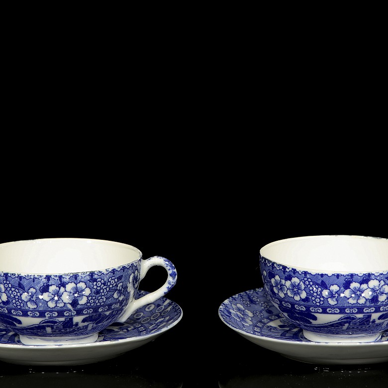 Blue and white porcelain coffee set, 20th century - 1