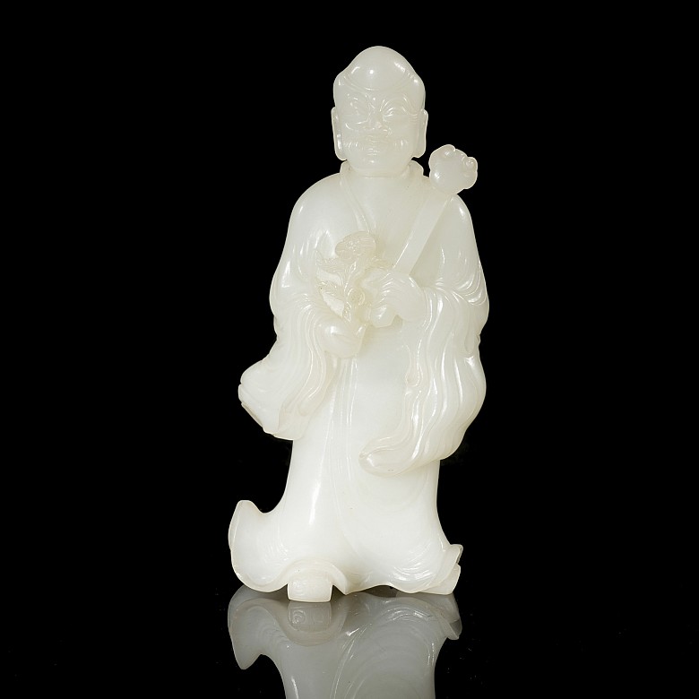 Jade figurine “Luohan with ruyi and flower”, Qing dynasty