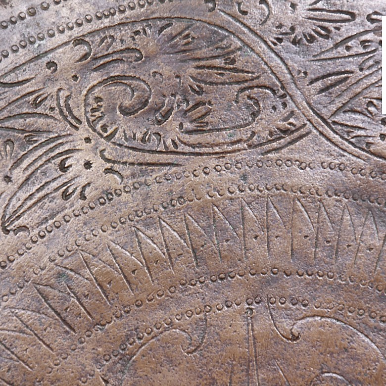 Large copper offering tray, Indonesia.