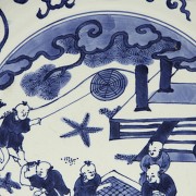 Blue and white porcelain plate “Children in the garden”, with Wanli seal